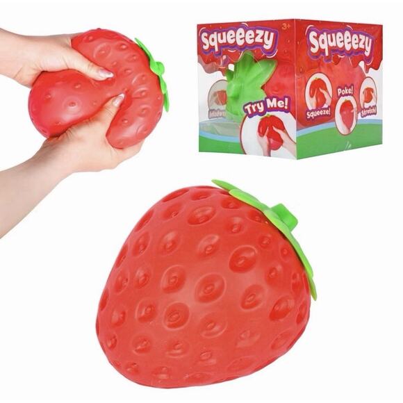 Sunny Days Jumbo Squeezy Strawberry Squishy Toy Stress Relief Sensory Fun - Picture 2 of 5